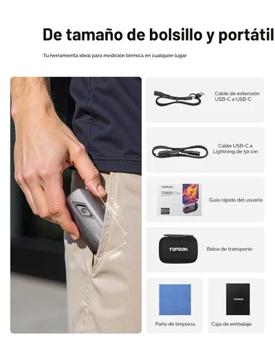 Miniatura 7 de TOPDON Cámara térmica TC002C Duo, compatible con cualquier iPhone, iPad y dispositivo Android USB-C, súper resolución de 512 x 384, cámara