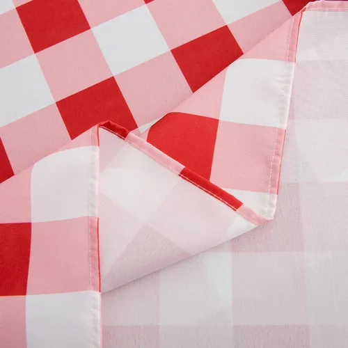 Miniatura 8 de Mantel redondo de 70 pulgadas a cuadros rojos y blancos de primavera, mantel de gingham para mesa - mantel de búfalo a cuadros de poliéster