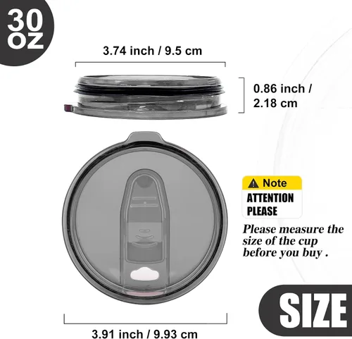 Miniatura 2 de 2 Tapas de Repuesto para Vasos de Acero Inoxidable de 30oz - Solo Reemplaza la Tapa con un Diámetro Superior de 3.91 Pulgadas