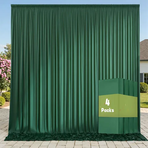 Miniatura 31 de Cortinas de telón de fondo granate de 10 pies x 10 pies sin arrugas para fiestas, 2 paneles de cortinas de telón de fondo de poliéster sedoso
