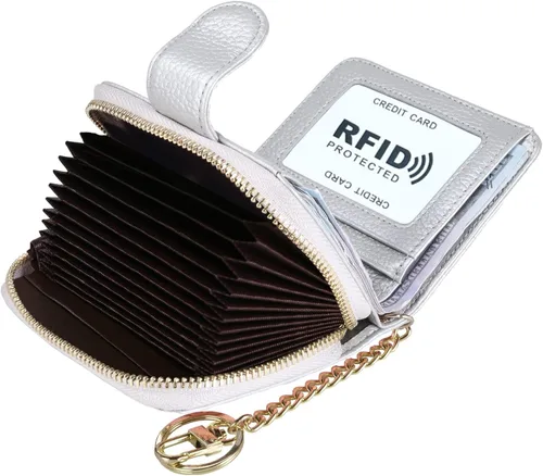 Miniatura 8 de Beurlike billetera de cuero, con tarjetero con bloqueo RFID, organizador, billetera segura para mujer