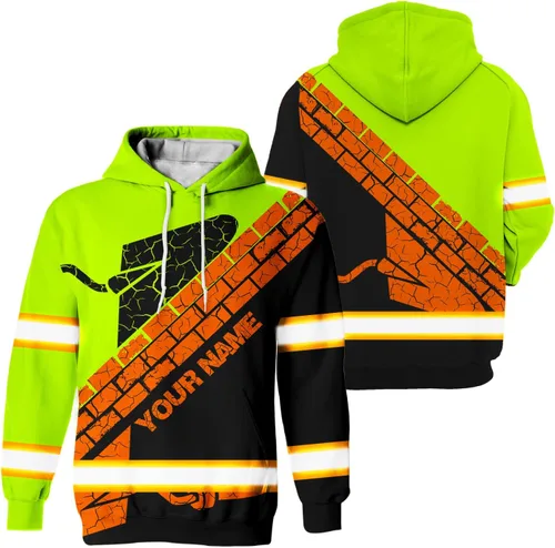Sudadera con capucha de alta visibilidad para hombres - Colección de trabajos con nombre personalizado Clase 3 Ropa de trabajo reflectante de