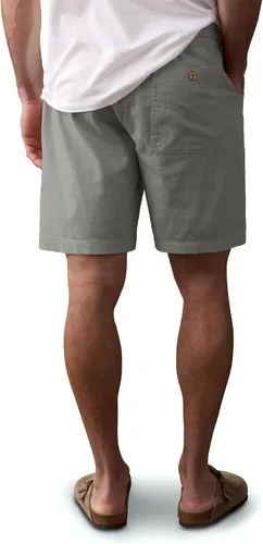 Miniatura 4 de Comdecevis Pantalones cortos de lino y algodón elástico para hombre, de 7 pulgadas, casuales, ligeros, para verano, playa, con cintura elástica