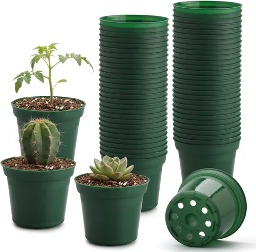 Miniatura 9 de RooTrimmer Paquete de 160 macetas negras de 3 pulgadas, plántulas de plástico, iniciador de semillas, macetas de germinación con drenaje