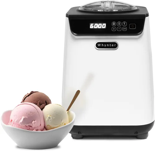 Whynter Máquina automática para hacer helados de 1.28 cuartos de galón vertical con compresor integrado, pantalla digital LCD y temporizador, sin
