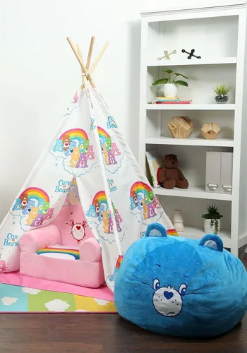 Miniatura 3 de Fun Costumes Care Bears Grumpy Bear - Puf de felpa con diseño de oso gruñón, silla de puf azul acolchada súper suave, decoración otomana estándar