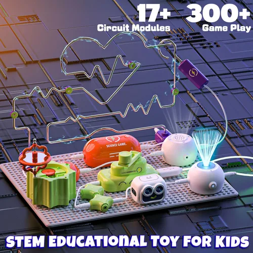 Miniatura 2 de SMILESSKIDDO Kits de ciencia para niños Juguetes STEM para niños, kit de exploración electrónica, más de 300 proyectos, 16 piezas de circuito