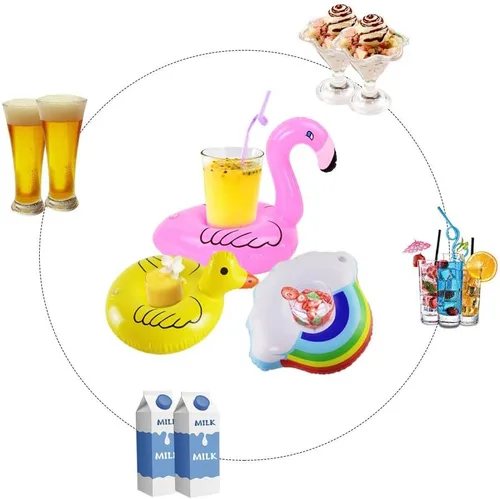 Miniatura 4 de Soportes de bebidas flotantes para piscina, inflables para bebidas, posavasos con mini bomba de aire Multicolor