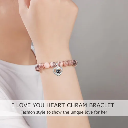 Miniatura 2 de JoycuFF Pulsera con texto en inglés "I Love You" en 100 idiomas, regalos únicos para hija, nieta, novia, hermana, aniversario significativo