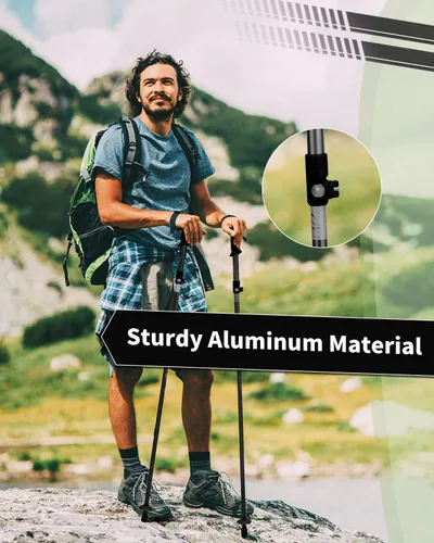Miniatura 2 de AISUNOURDOOR Bastones de senderismo ajustables y ligeros, bastones de aluminio plegables para viajes, senderismo o caminatas para mujeres y niños