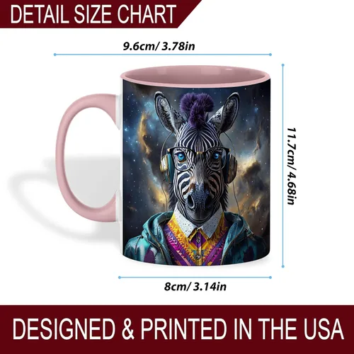 Miniatura 5 de Hipster Zebra Galaxy - Taza de café de animales futuristas, estética de ciberpunk de ciencia ficción, regalo moderno para amantes de la música, taza