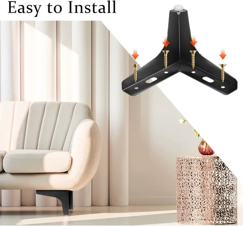Miniatura 5 de Chumia 12 patas negras para muebles de 4 pulgadas, patas de repuesto de metal para muebles, patas de mesa para gabinete, sofá, aparador, sillas
