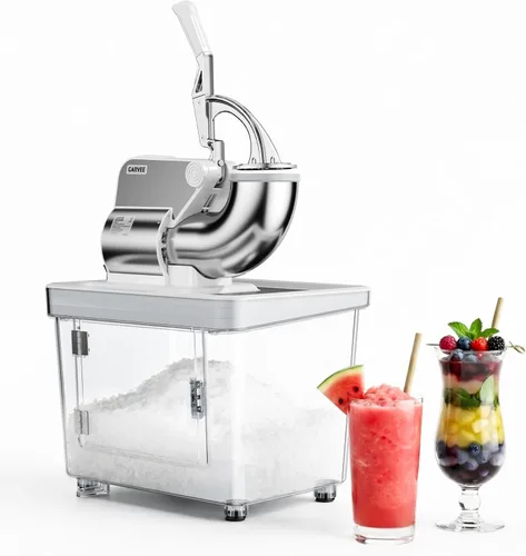 Miniatura 9 de Garvee Trituradora de hielo comercial de 209 libras/h, máquina eléctrica de cono de nieve de 300 W con 4 cuchillas de acero inoxidable, 1450 RPM