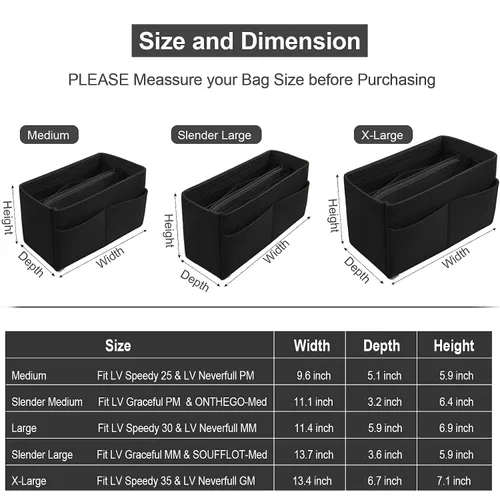 Miniatura 2 de OMYSTYLE - Organizador de bolsa, organizador de bolsas de fieltro para bolsa y bolso, organizador de bolsa de mano con 5 tamaños