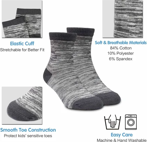 Miniatura 2 de Calcetines para niños calcetines de tobillo para niños pequeños y niñas 1-14 años 12 pares de calcetines atléticos de media amortiguación