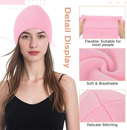 Miniatura 25 de American Trends Gorro para hombre y mujer, gorro de punto suave y lindo con diseño de calavera