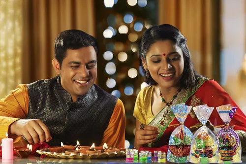 Miniatura 4 de 120 bolsas Diwali – 3 estilos de bolsas de celofán con lazos giratorios para regalos Diwali y decoración de fiestas Azul púrpura