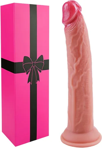 Consolador anal largo realista de silicona líquida de 9 pulgadas con ventosa, consoladores flexibles y grandes de piel real, para el pene gay,