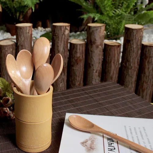 Miniatura 8 de Cuchara de café de madera de 6 pulgadas, cuchara de madera de haya natural, cuchara de postre para té de tarde, cuchara de té, agitadores de madera
