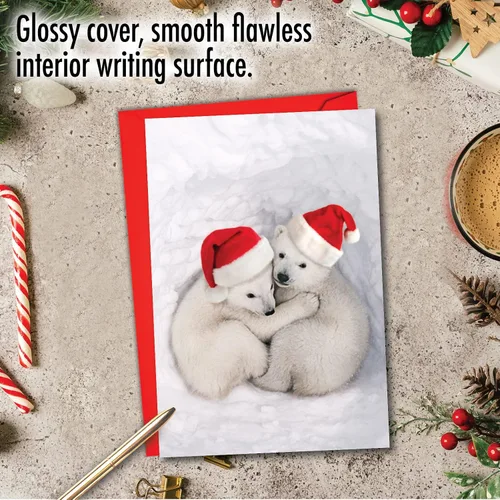 Miniatura 3 de The Best Card Company - Divertida tarjeta de Navidad de animales con sobre - Tarjeta de felicitación para niños, Happy Holidays - Bear Hugs C6327CXSG