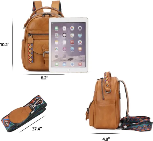 Miniatura 2 de KL928 Mochila pequeña para mujer, mochila de hombro a la moda, marrón (YELLOWISH BROWN), Mochilas Daypack