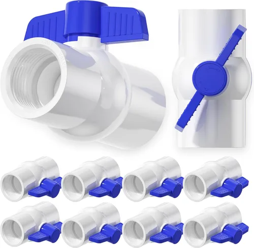 Miniatura 11 de Válvula de bola de PVC NPT de 1 pulgada, válvulas de tubería de agua de PVC SCH40 roscadas, válvula de bola de cierre de agua con mango en T roja