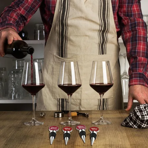 Miniatura 4 de Therwen Juego de 5 divertidos tapones para botellas de vino, accesorios de regalo para mujeres y hombres, tapa de salida de vino con frases