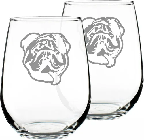 Miniatura 6 de Copa de vino personalizada Bulldog sin tallo, vasos grandes, regalos lindos para los amantes de los perros con bulldogs ingleses, vasos