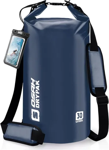 Miniatura 17 de Bolsa seca impermeable, 5L/10L/20L/30L/40L Mochila de almacenamiento ligera con funda para teléfono para mujeres y hombres, saco impermeable Gris