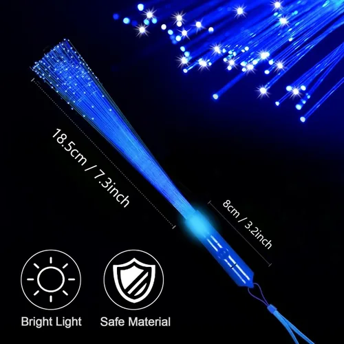 Miniatura 2 de 24 unidades de varitas de fibra óptica brillantes azules a granel, varitas luminosas con 3 modos de luz para Navidad, San Valentín, Pascua, 4