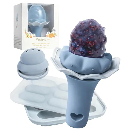 Miniatura 11 de Alimentador de frutas para bebé Moonkie con bandeja para congelador, alimentador de alimentos de silicona libre de BPA para alimentación autónoma