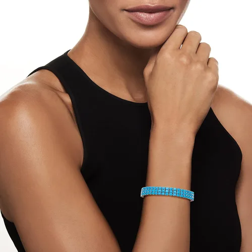 Miniatura 2 de Ross-Simons Turquoise 3-Row Tennis Bracelet in Sterling Silver