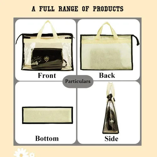 Miniatura 8 de fazhongfa 2 bolsas para el polvo para bolsas, organizador de almacenamiento de bolsos transparentes, no tejidas, bolsa colgante con cremallera y asa