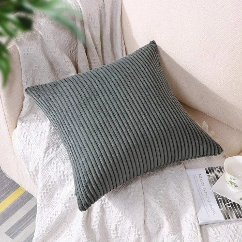 Miniatura 2 de Artscope Fundas de Almohada de Pana a Rayas Acogedoras Súper Suaves Decorativas Cuadradas Fundas de Cojín para Sofá Sillón Dormitorio Decoración