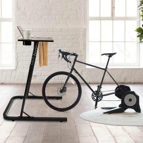 Miniatura 5 de ikkle Escritorio ajustable para entrenamiento de bicicleta, estación de trabajo portátil, escritorio de pie para ciclismo interior y entrenador