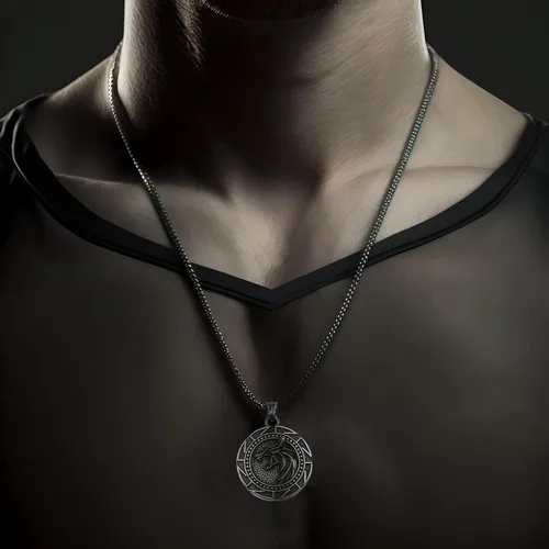 Miniatura 2 de FANCY-J Collar de talismán de lobo vikingo Fenrir cadena de acero inoxidable para hombre, joyería vintage para hombre, colgante de amuleto vikingo