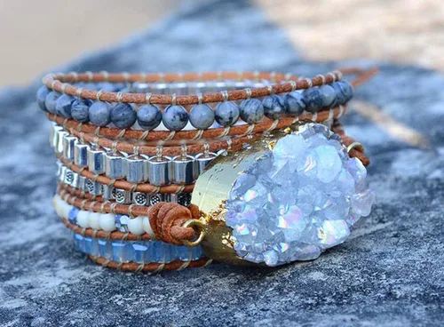 Miniatura 52 de ZOSOJONA - Pulseras bohemias hechas a mano de piedra natural, que dan vuelta, con cuentas de cristal de turquesa