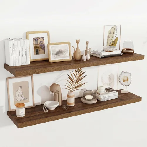 Miniatura 46 de Fun Memories Estantes flotantes de 12 pulgadas de profundidad, estantes de pared de madera de 16 x 12 pulgadas, estante de almacenamiento rústico