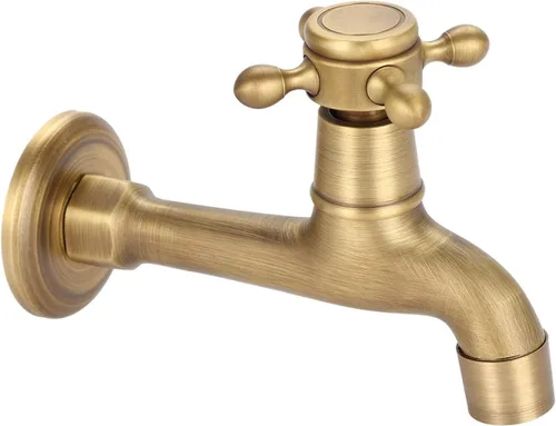 Europeo montado en la pared vintage G1/2 "grifo de latón sólido solo cinta de agua fría para fregadero de cocina fregona piscina (L)
