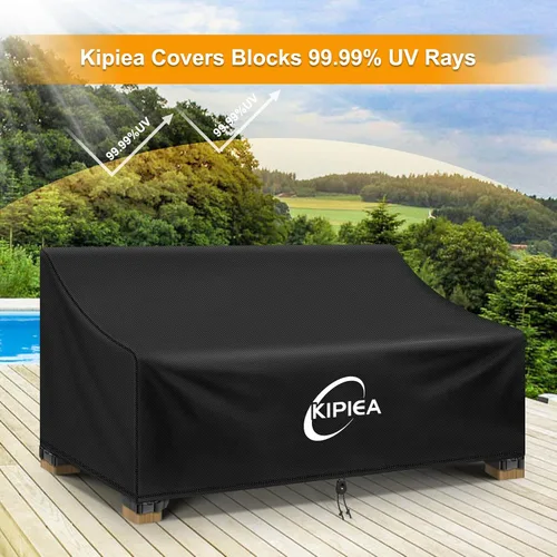 Miniatura 7 de Kipiea Funda para sofá de patio, funda resistente para sofá de exteriores, impermeable, para invierno, funda para muebles de patio de 2 plazas