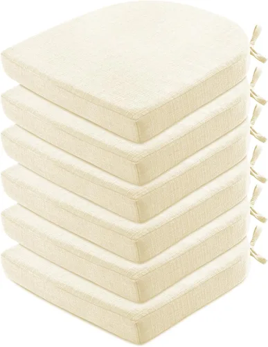 Miniatura 8 de Wellsin Cojines para sillas de comedor, 4 unidades, cojines para sillas de cocina con lazos y base antideslizante, almohadillas para sillas de Azul
