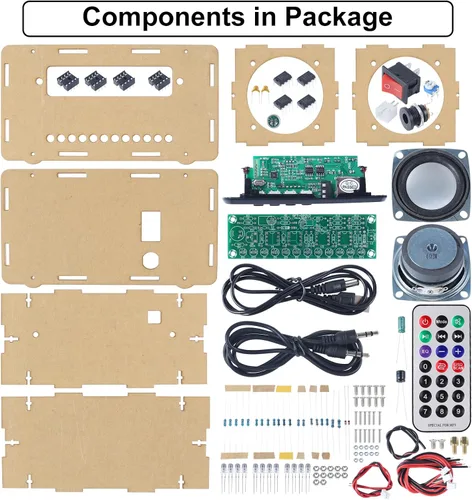 Miniatura 2 de Kit de altavoces DIY compatible con Bluetooth, kit de práctica de soldadura de radio FM DIY USB amplificador de sonido para el hogar control remoto