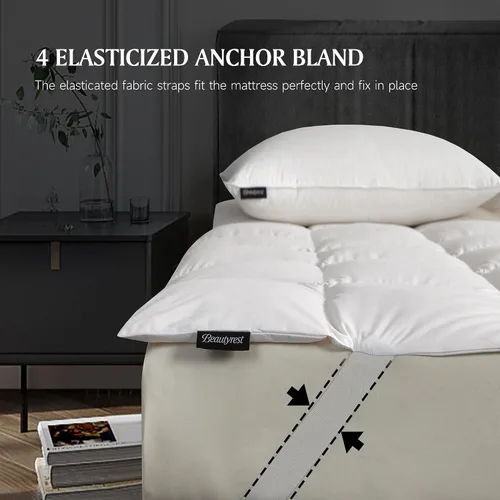 Miniatura 3 de Beautyrest Cubrecolchón de plumón blanco prémium con bandas de anclaje elásticas, potencia de relleno 650