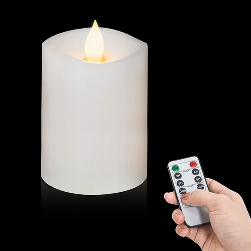 Miniatura 20 de Velas sin llama de 3 x 3 que funcionan con pilas con temporizador remoto, duran 600 horas, velas de batería parpadeantes, velas LED eléctricas