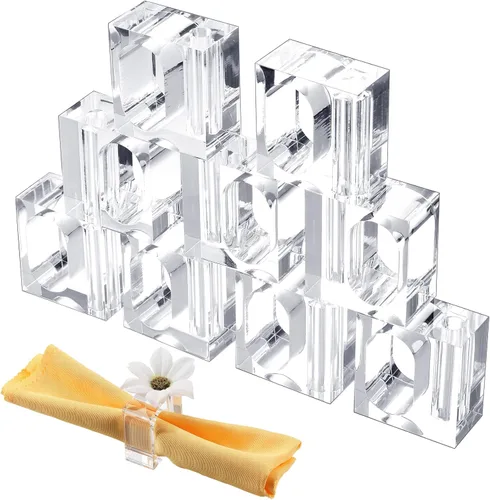 Miniatura 8 de Meanplan 12 servilleteros de flores de acrílico transparente, juego de floreros cuadrados a granel para bodas, decoración de mesa de banquetes
