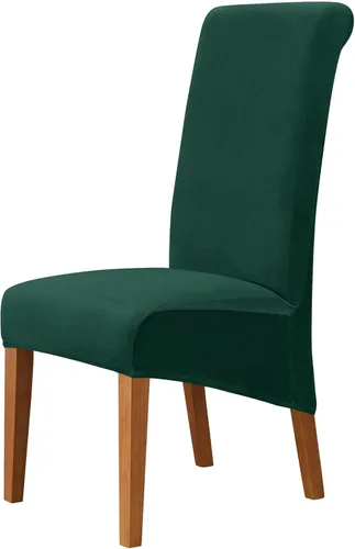 Miniatura 20 de Funda de terciopelo para silla de comedor, funda elástica para sillas grandes, fundas para sillas de respaldo alto (Bianco, paquete de 1)