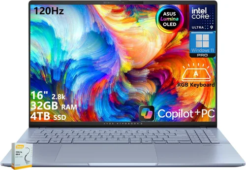 Miniatura 11 de ASUS Vivobook S16 Copilot+ AI PC Laptop 16 pulgadas 2.8k OLED 120Hz Intel Core Ultra 9 285H 32GB RAM 1TB SSD Retroiluminación RGB
