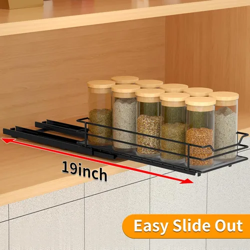 Miniatura 5 de BOIVSHI Organizador de especias extraíble para gabinete, organizador de especias deslizante resistente para armarios de cocina y despensa, se adapta