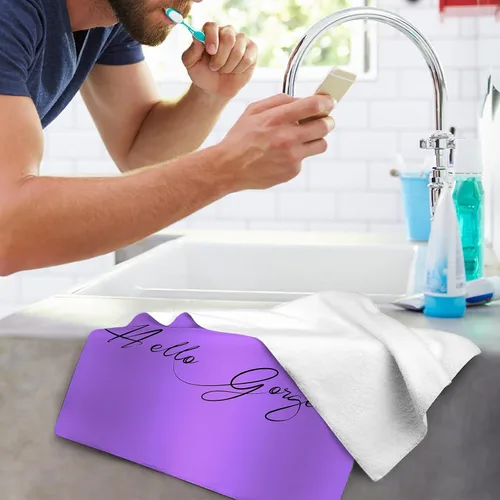 Miniatura 6 de Hello Gorgeous - Juego de 2 toallas de mano decorativas para baño, hogar, hotel, spa, gimnasio, yoga, 14 x 28 pulgadas Morado
