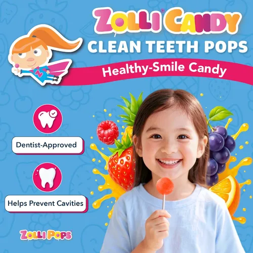 Miniatura 2 de Zolli Drops Vitamina C Clean Teeth Candy sin azúcar con xilitol, sin colorantes, apto para dieta keto y diabética, golosinas aprobadas por dentistas